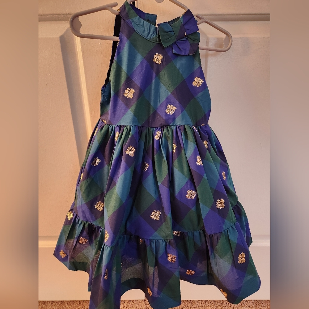 Janie & Jack square pattern formal dress with flower
